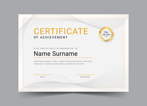 Elegant and luxurious certificate template. Awards diploma background