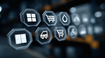 Digital Interface: A cluster of interactive digital interface icons, elegantly showcasing essential functions. Seamlessly navigate the digital landscape with these user-friendly icons. 