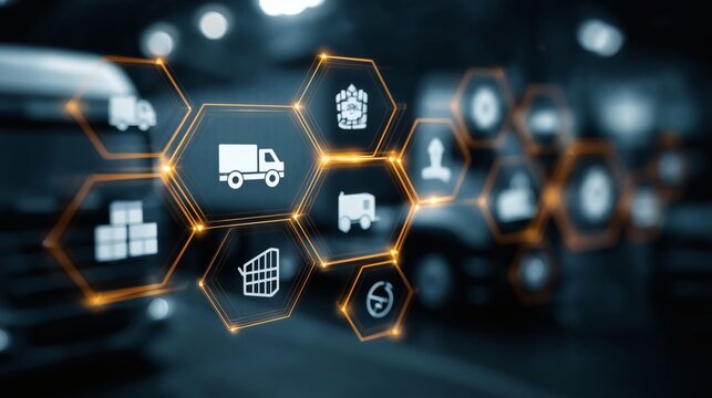 Logistics and Transportation: Futuristic abstract visualization of logistics and transportation. A dynamic depiction of the movement of goods and ideas across the modern world.