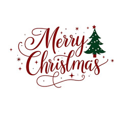 Merry Christma illustration merry Christmas tree Christmas text holidays festival post