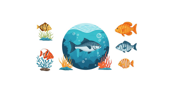 Colorful underwater world Diverse fish species and aquatic plants