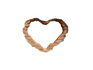 Heart shaped brick wall opening with rough edges, isolated on transparent background, symbolizing love, romance, and creativity in architecture or design concepts