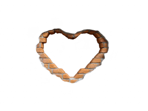 Heart shaped brick wall opening with rough edges, isolated on transparent background, symbolizing love, romance, and creativity in architecture or design concepts - Powered by Adobe
