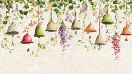 Vintage floral pattern border illustration with blossoms on old textured paper