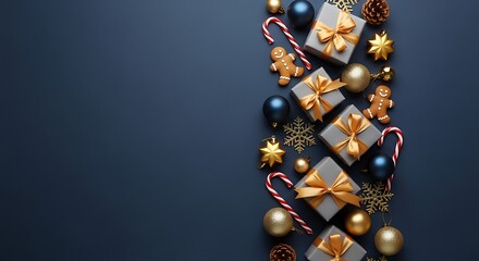 Christmas Ornaments and Gifts Arranged Vertically holiday