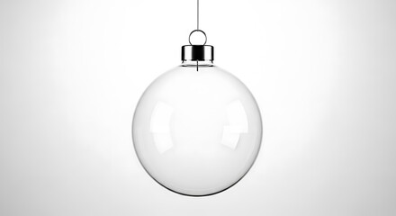 Clear Glass Christmas Ornament Hanging on White Background