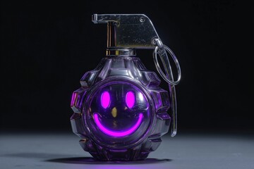 Chrome Grenade with Smiley Sticker – Purple Glow Edition
