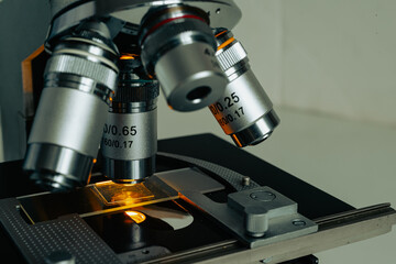 Microscope objective with slide illuminated below