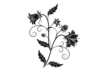 Black Floral design vector art silhouette on white background 2