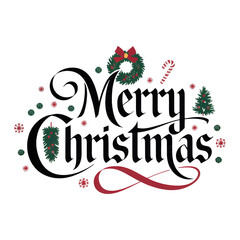 Merry Christmas letter text design png illustration vector greetings,