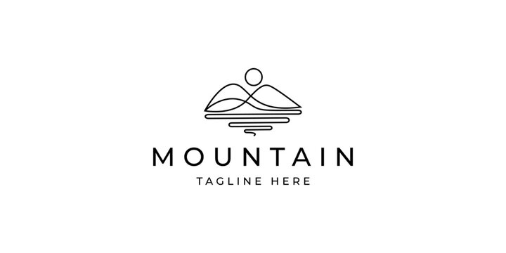 mountain vector logo inspiration with linear design style