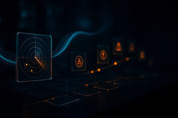 Abstract technology background with data radar and analytics graph