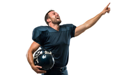 Football Player Celebrating a Victory, Isolated on White Background, Success Concept
