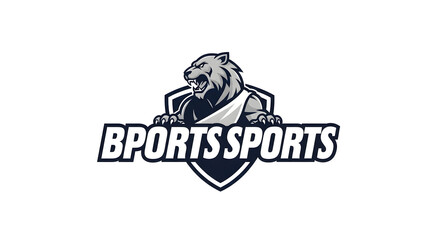 Sports Logo with Bear Mascot and Bold Typography on White Background, Modern Design