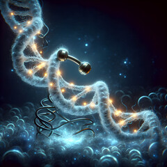 Abstract Artistic Representation of a Supercoiled DNA Molecule