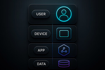 Zero Trust security model diagram with User Device App and Data