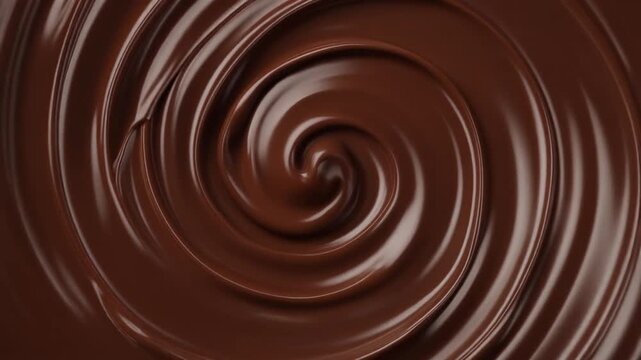 Luxurious and smooth liquid chocolate forming a captivating, rich brown swirl, evoking a sense of creamy indulgence and delicious sweetness, perfect for decadent dessert concepts