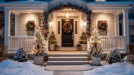 Fototapeta premium christmas tree in front of a house