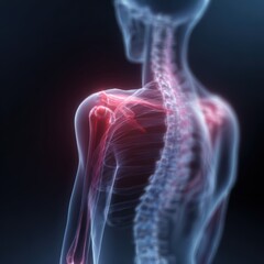 3d rendering of human skeleton highlighting bone fracture areas, orthopedic study image,