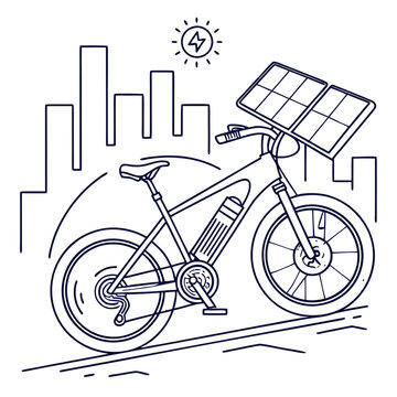 solar powered bicycle city outline clip art preview