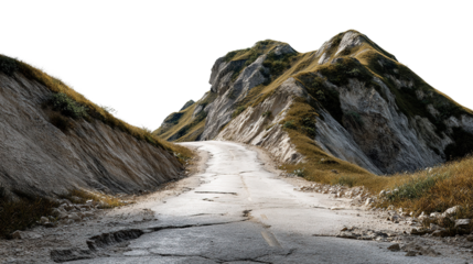 Journey into the Heights: A winding road ascends towards majestic peaks, showcasing nature's strength and adventure's allure.