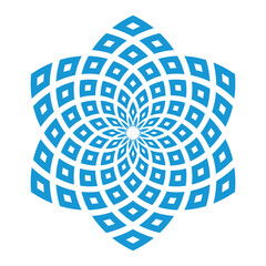 Abstract geometric flower in blue. Vector illustration.