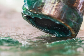 Steel pipe with lithium grease, close-up view