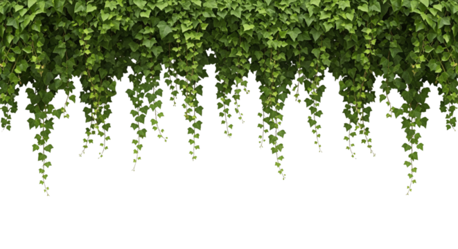 Green ivy plant hanging isolated on transparent background for decoration design