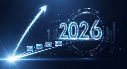 Bright future ahead business growth and success forecast for the year 2026 concept
