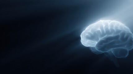 brain MRI concept glowing in dark background, futuristic medical style