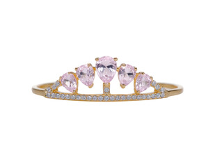 Gold ring with pink gemstone and diamond accent, elegant jewelry for women, delicate and stylish accessory, perfect for engagement or special occasions, luxury and romantic design
