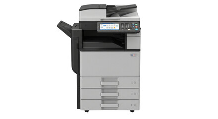 Modern office printer isolated on transparent background for printing and scanning