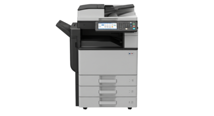 Modern office printer isolated on transparent background for printing and scanning