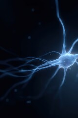 human nervous system glowing in neon blue, technology overlay, sci-fi medical concept
