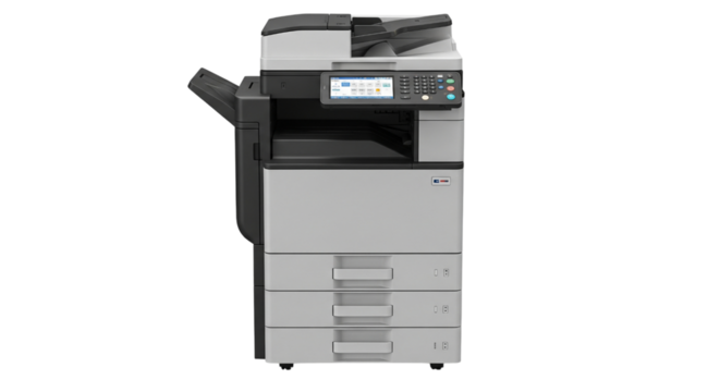 Modern office printer isolated on transparent background for printing and scanning