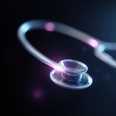 healthcare and technology concept with holographic stethoscope