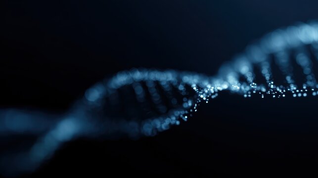 human DNA helix transforming into binary code, science meets AI - Powered by Adobe