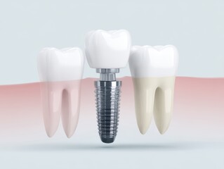 dental implant step-by-step infographic, professional dentistry visual,