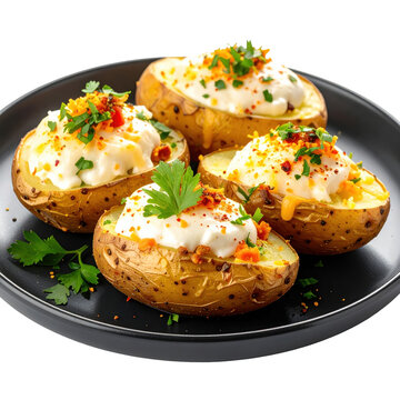 Golden brown papa rellena fried stuffed potato isolated on a pristine white backdrop, a classic dish
