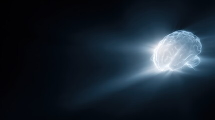 brain MRI concept glowing in dark background, futuristic medical style