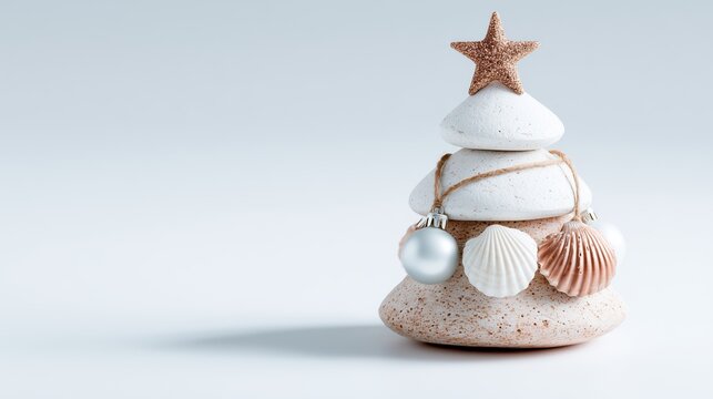 Coastal Christmas: A creative and environmentally conscious approach to holiday décor features a handcrafted Christmas tree made of natural elements from the sea.