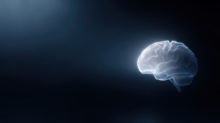 brain MRI concept glowing in dark background, futuristic medical style