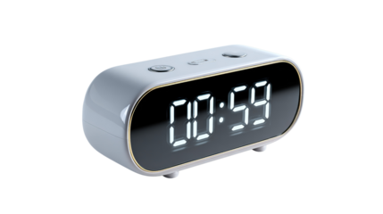 Digital Clock Displaying Time: A sleek digital clock shows the time with crisp white numbers, capturing the essence of time management.