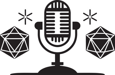 Streamer microphone icon setup. flat vector illustration