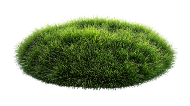 Round mound of green grass isolated on transparent background