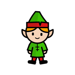 Cute christmas elf cartoon -  filled vector icon