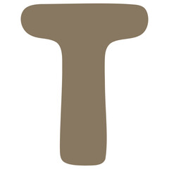 Abstract Organic Letter T in Brown