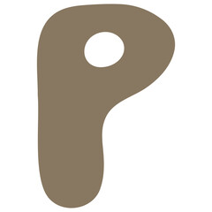 Abstract Organic Letter P in Brown