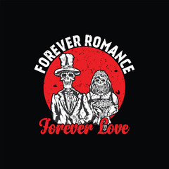 Skeleton Couple Forever Romance Wedding Illustration