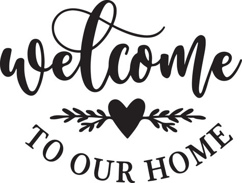 Welcoming Home Decor Sign with Heart and Foliage Design Element